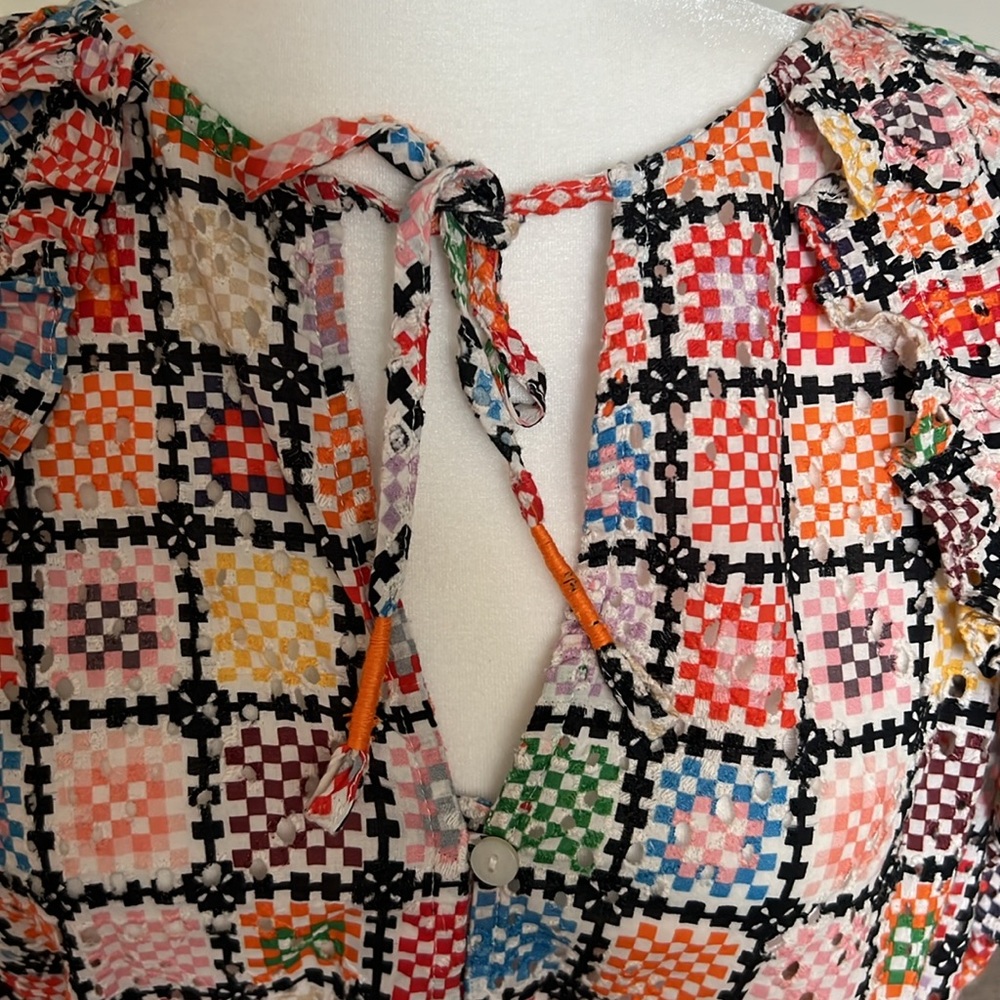 NWT Maeve Anthropologie Granny Square Pattern shirt M - Picture 5 of 11